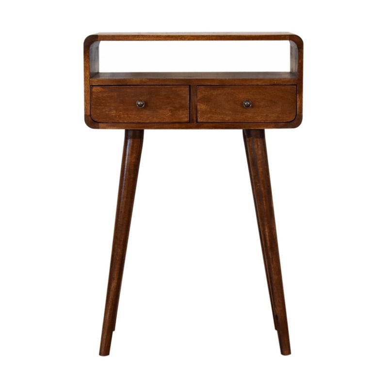 Mini Chestnut Curved Console Table-TrendGoat