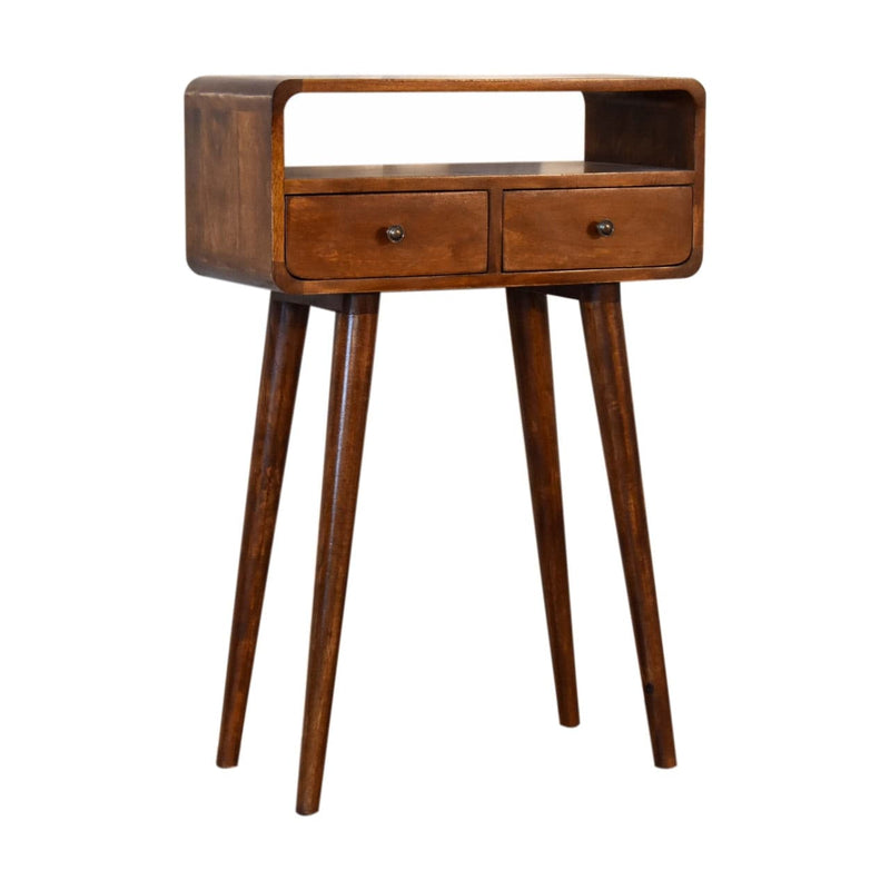 Mini Chestnut Curved Console Table-TrendGoat