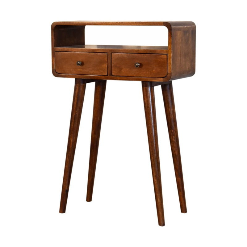 Mini Chestnut Curved Console Table-TrendGoat