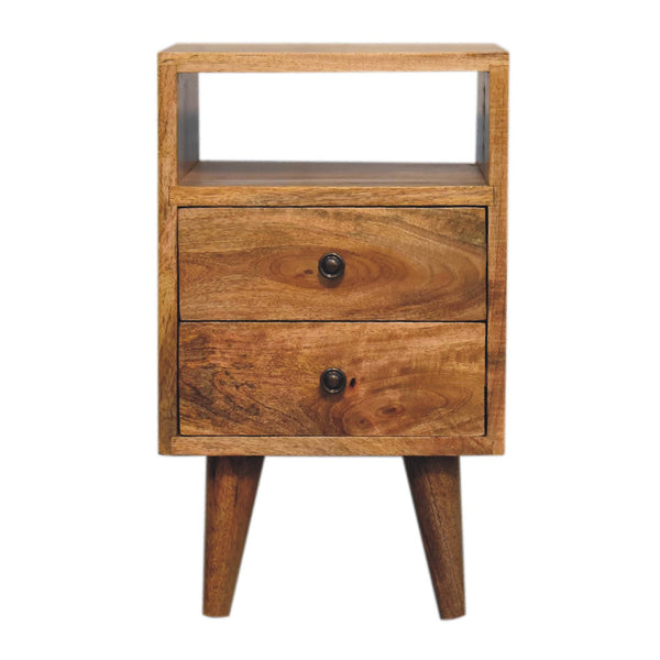 Mini Classic Oak-ish Bedside with Open Slot-TrendGoat