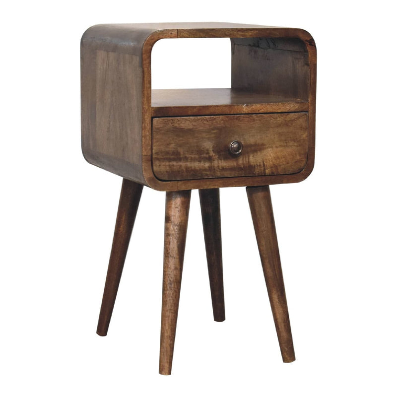 Mini Curved Grey Washed Bedside with Open Slot-TrendGoat