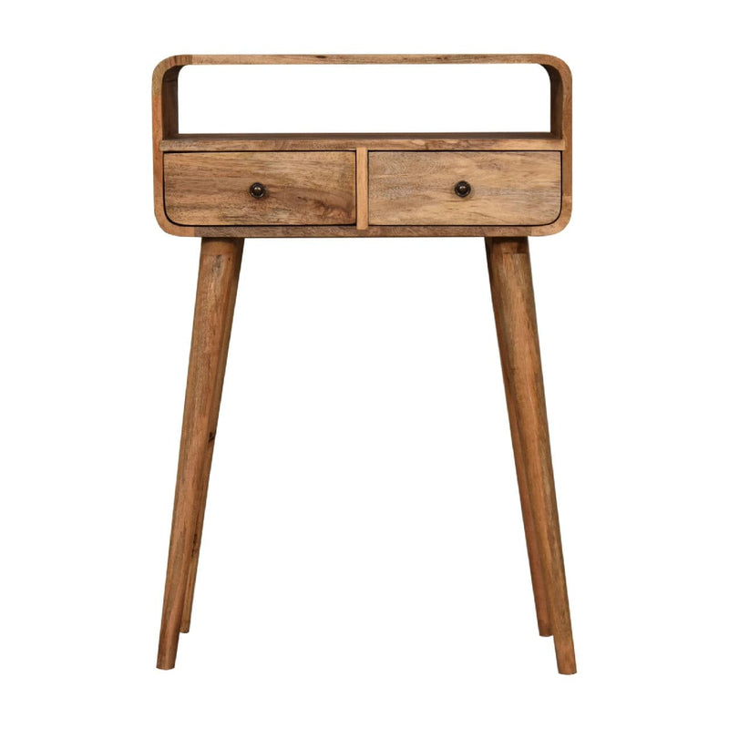 Mini Curved Oak-ish Console Table-TrendGoat