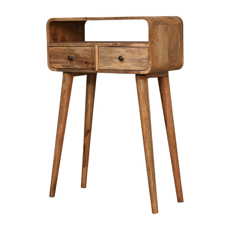 Mini Curved Oak-ish Console Table-TrendGoat