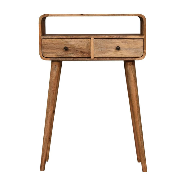 Mini Curved Oak-ish Console Table-TrendGoat