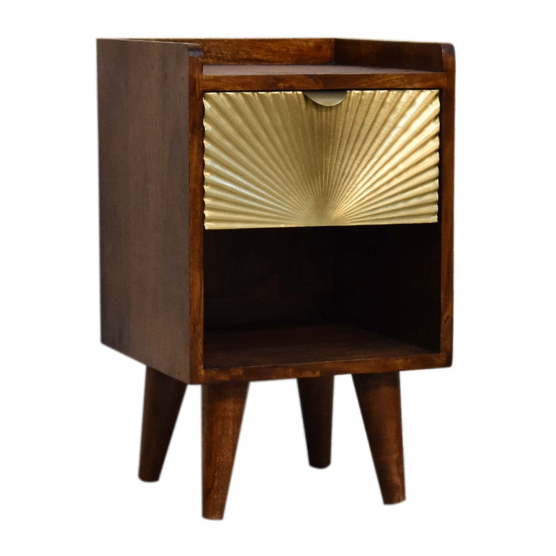 Mini Manila Gold 1 Drawer Bedside-TrendGoat