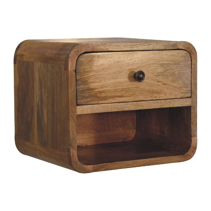 Mini Oak-ish Wall Mounted Bedside with Open Slot-TrendGoat