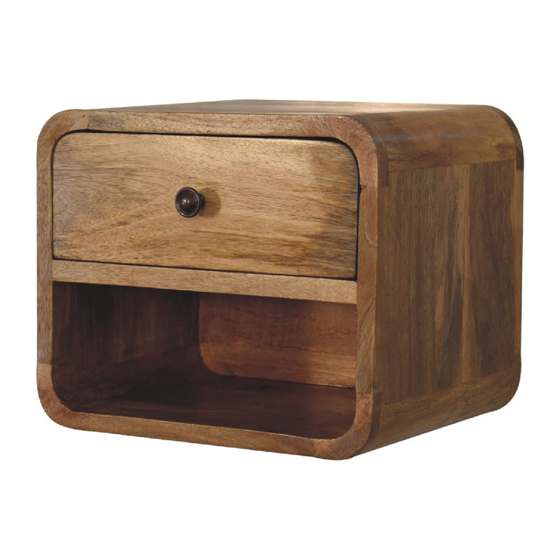 Mini Oak-ish Wall Mounted Bedside with Open Slot-TrendGoat