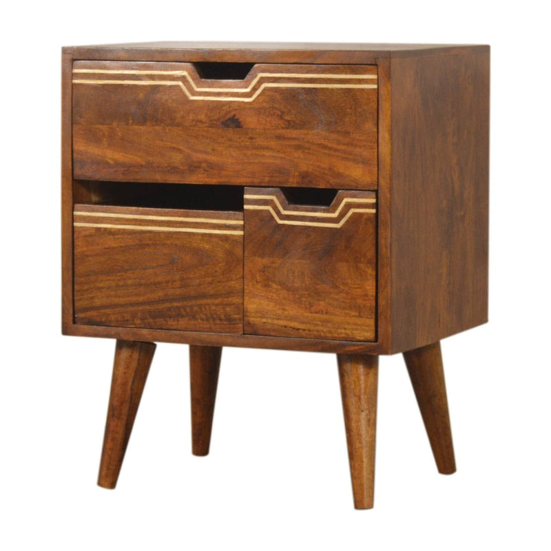 Multi Chestnut Bedside with Removeable Drawers-TrendGoat