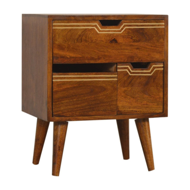 Multi Chestnut Bedside with Removeable Drawers-TrendGoat