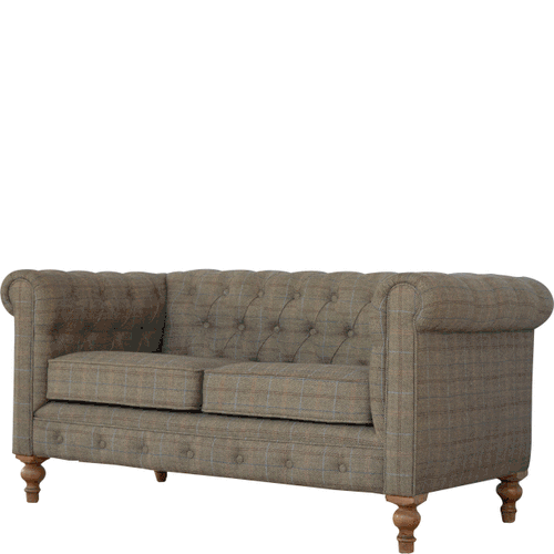 Multi Tweed 2 Seater Chesterfield Sofa