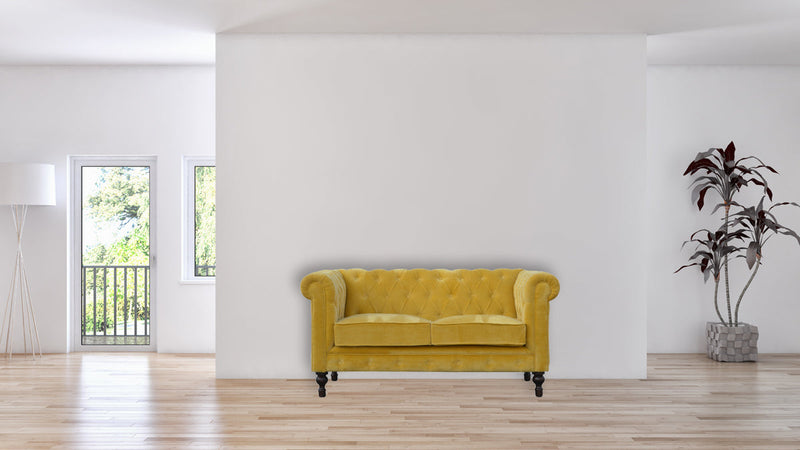 Mustard Velvet Chesterfield Sofa-TrendGoat