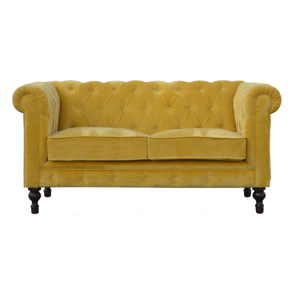 Mustard Velvet Chesterfield Sofa-TrendGoat