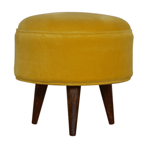 Mustard Velvet Nordic Style Footstool