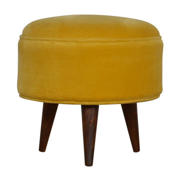 Mustard Velvet Nordic Style Footstool-TrendGoat