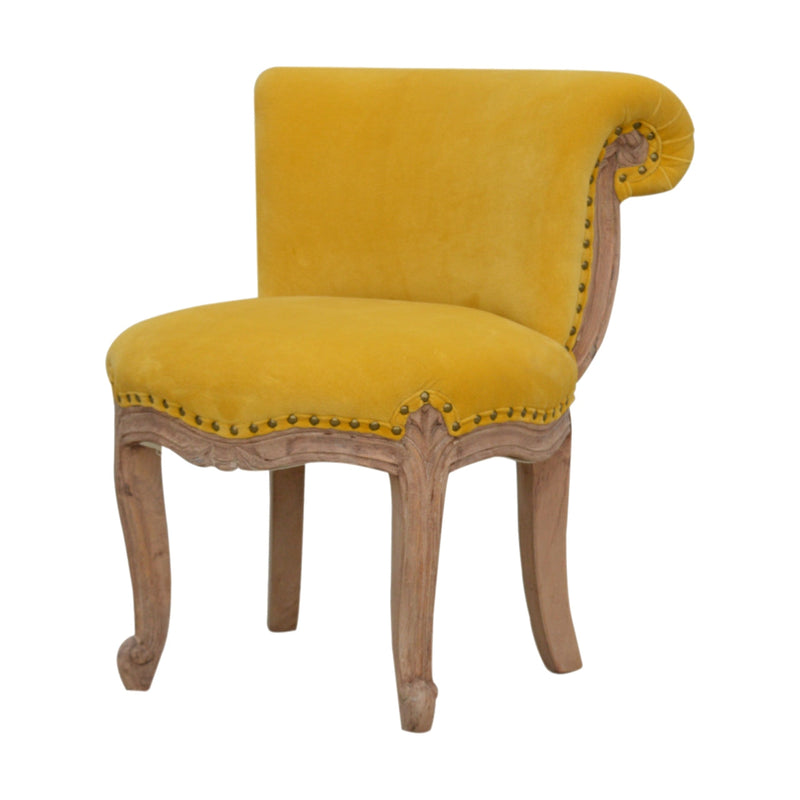 Mustard Velvet Studded Chair-TrendGoat