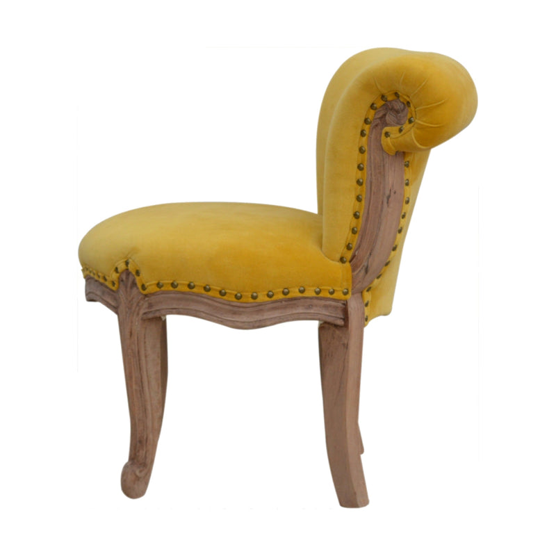 Mustard Velvet Studded Chair-TrendGoat