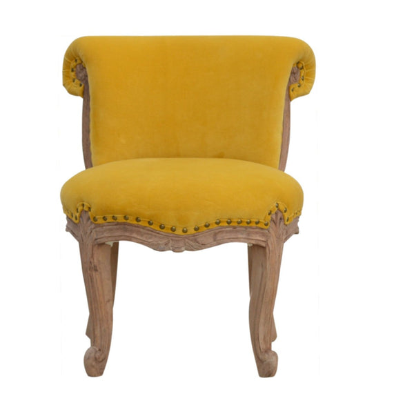 Mustard Velvet Studded Chair-TrendGoat