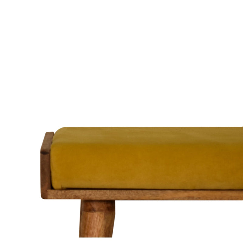 Mustard Velvet Tray Style Footstool-TrendGoat