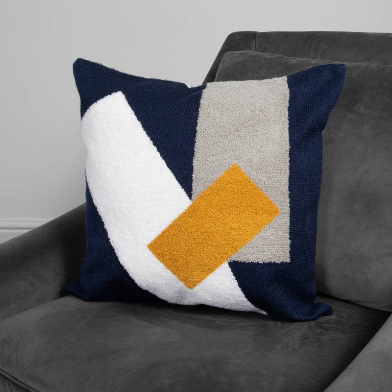 Navy Blue Abstract Boho Cushion Cover-TrendGoat