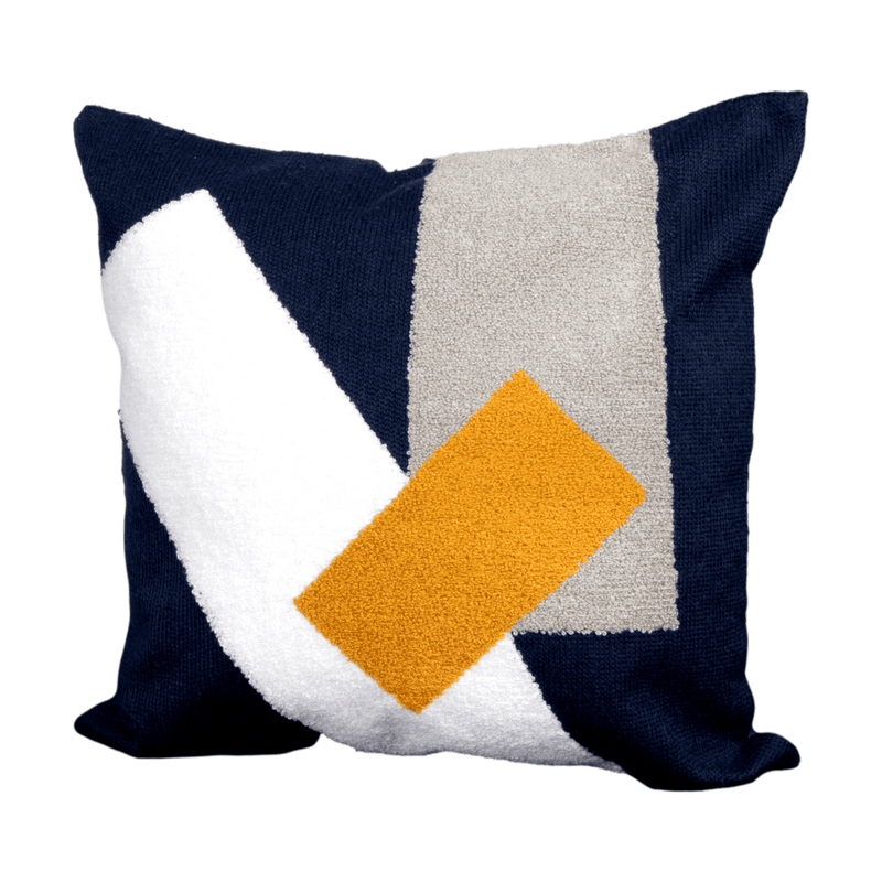 Navy Blue Abstract Boho Cushion Cover-TrendGoat