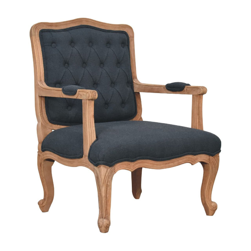 Navy Blue Linen French Style Armchair-TrendGoat