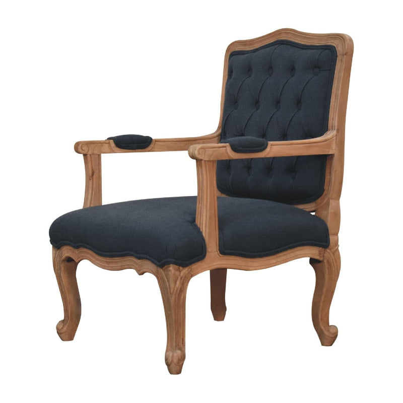 Navy Blue Linen French Style Armchair-TrendGoat