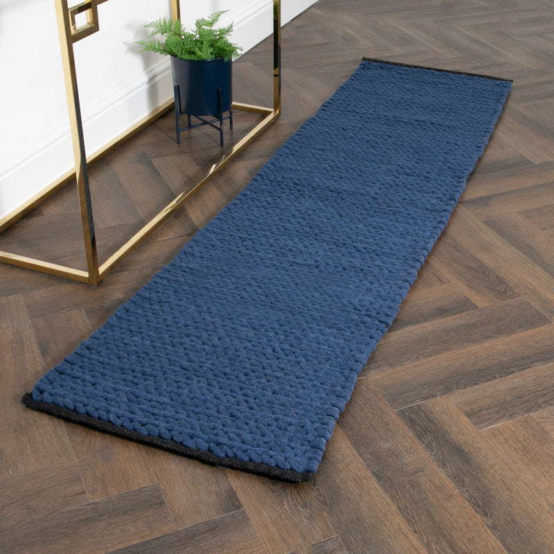 Navy Knitted Runner Rug (60 x 230cm)-TrendGoat