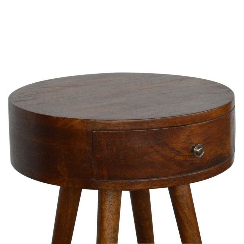 Nordic Chestnut Circular Shaped Bedside-TrendGoat