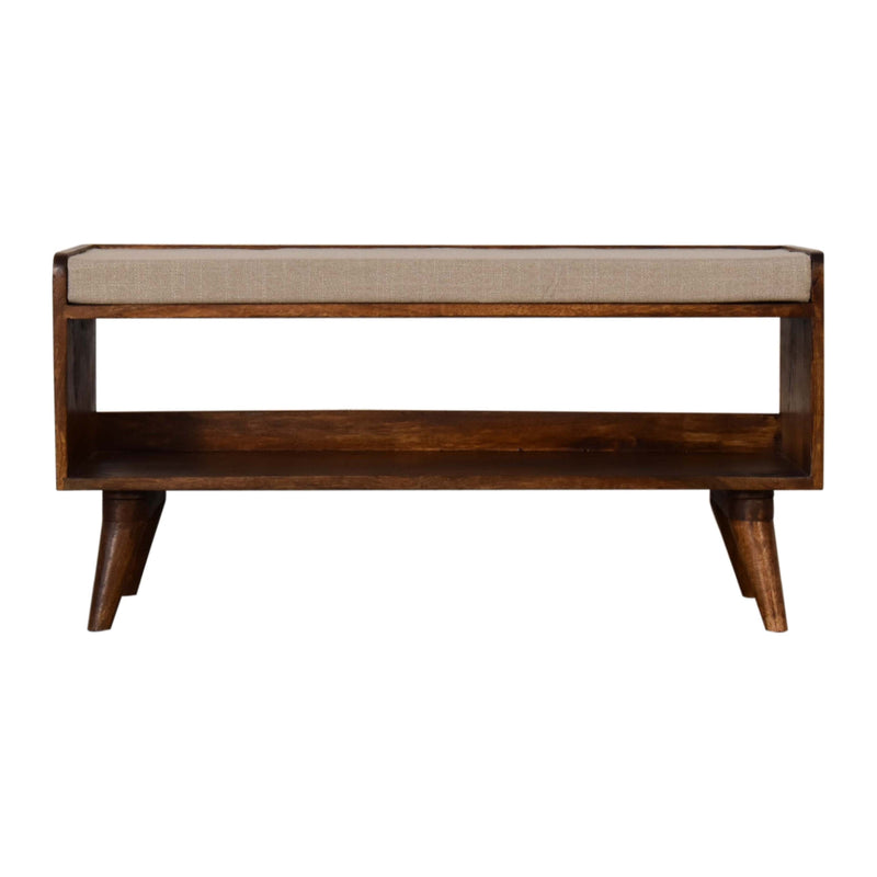 Nordic Chestnut Finish Storage Bench with Seat Pad-TrendGoat