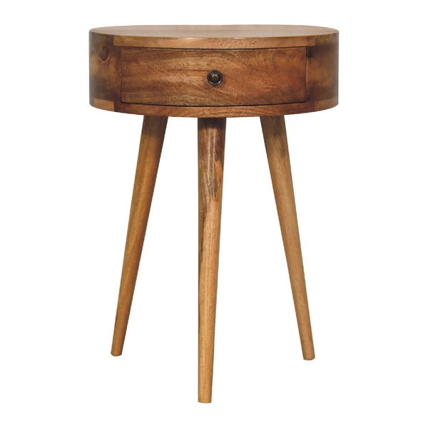 Nordic Oak-ish Circular Shaped Bedside-TrendGoat