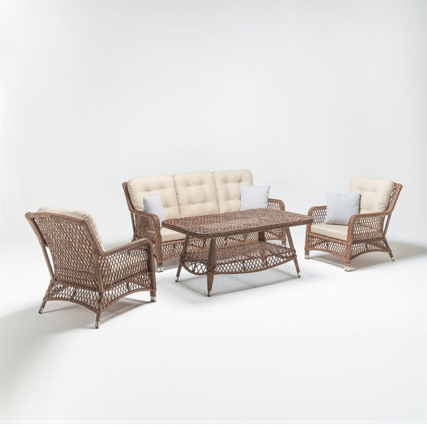 Palm 5-Seat Garden Lounging Table & Armchairs Set-TrendGoat