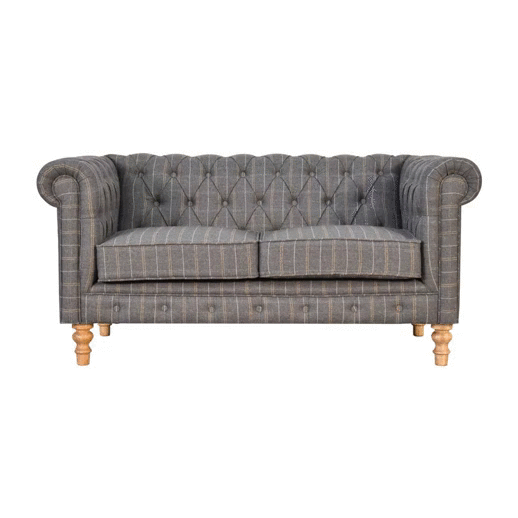 Pewter Tweed Chesterfield 2 Seater Sofa