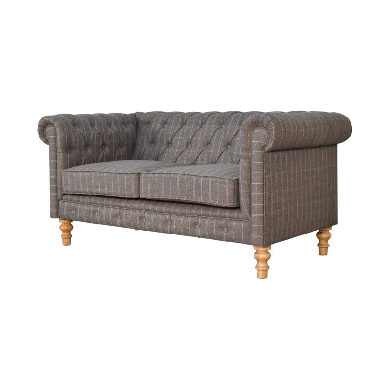 Pewter Tweed Chesterfield 2 Seater Sofa-TrendGoat