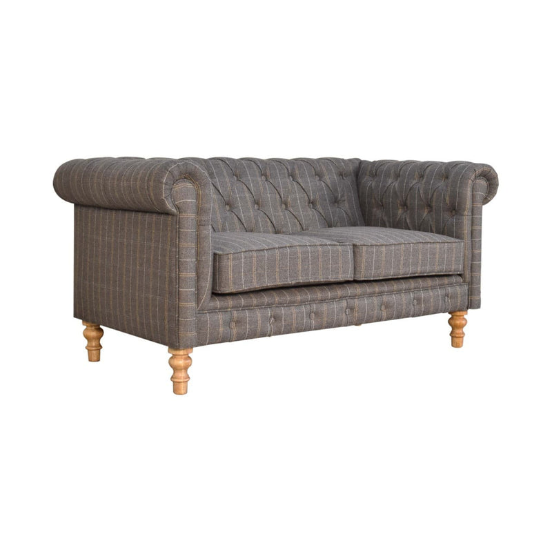 Pewter Tweed Chesterfield 2 Seater Sofa-TrendGoat