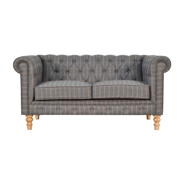 Pewter Tweed Chesterfield 2 Seater Sofa-TrendGoat