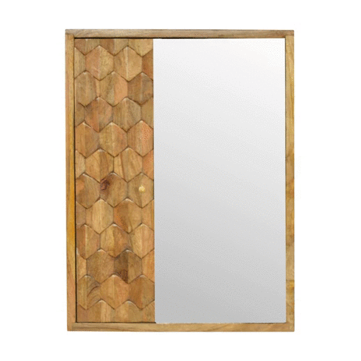 Pineapple Carved Sliding Wall Mirror Cabinet