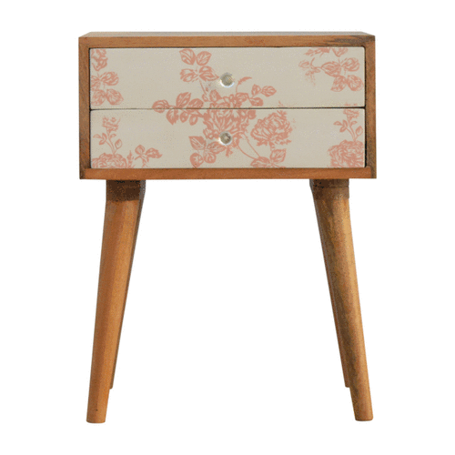 Pink Floral Screen Printed Bedside