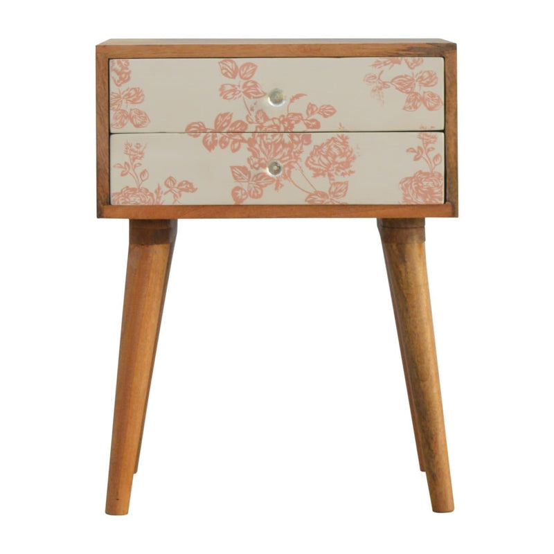 Pink Floral Screen Printed Bedside-TrendGoat