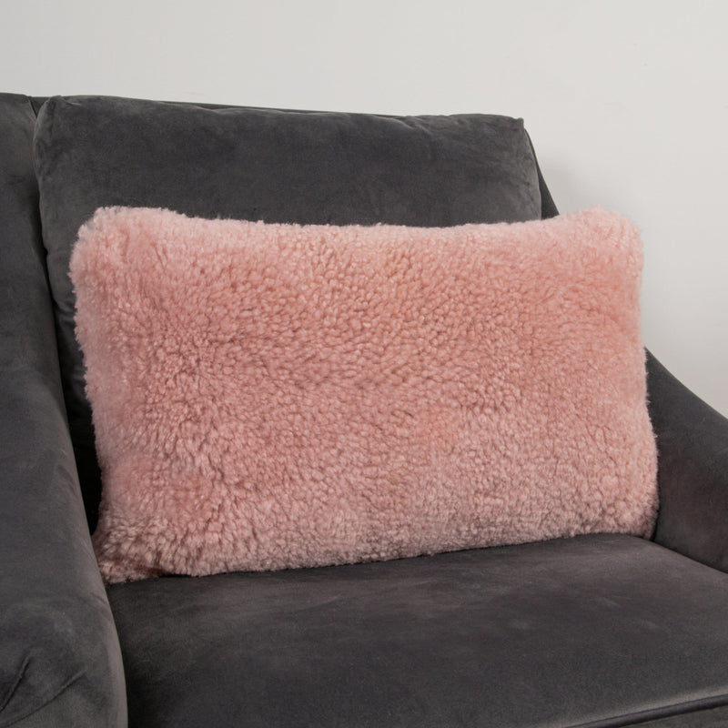 Pink Short Pile Sheepskin Cushion-TrendGoat