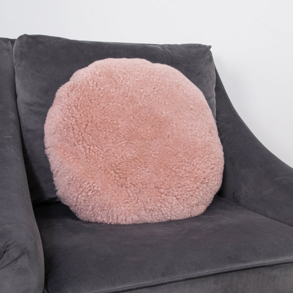 Pink Short Pile Sheepskin Cushion-TrendGoat