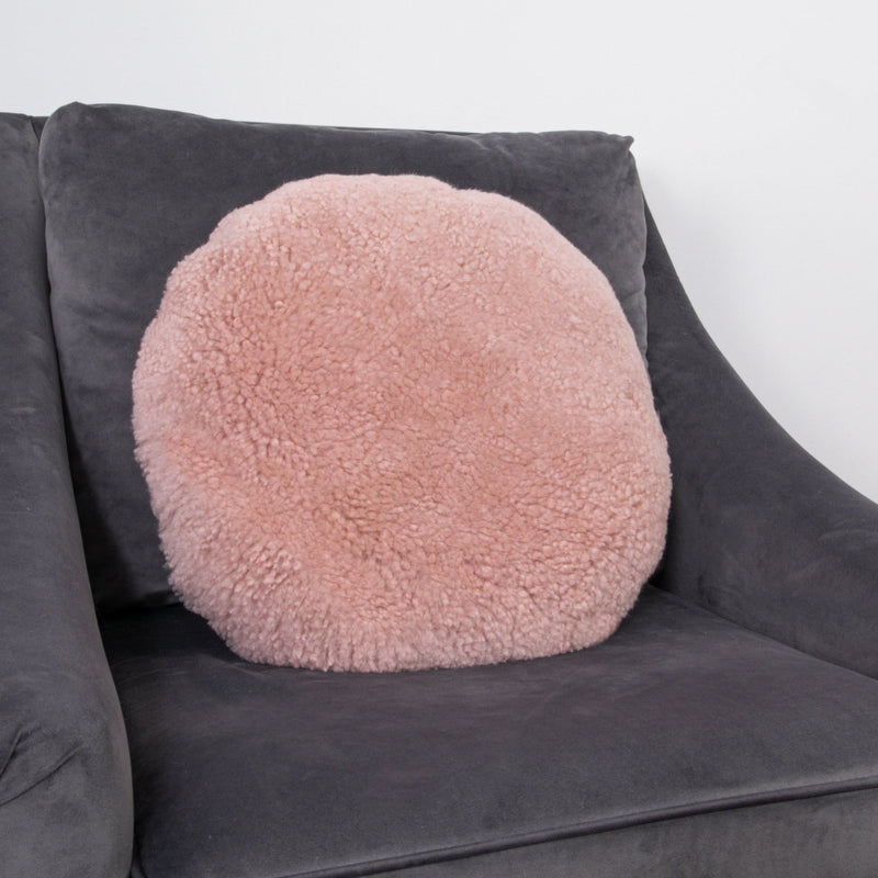 Pink Short Pile Sheepskin Cushion-TrendGoat