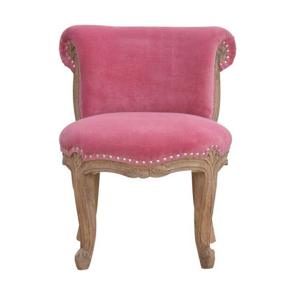 Pink Velvet Studded Chair-TrendGoat