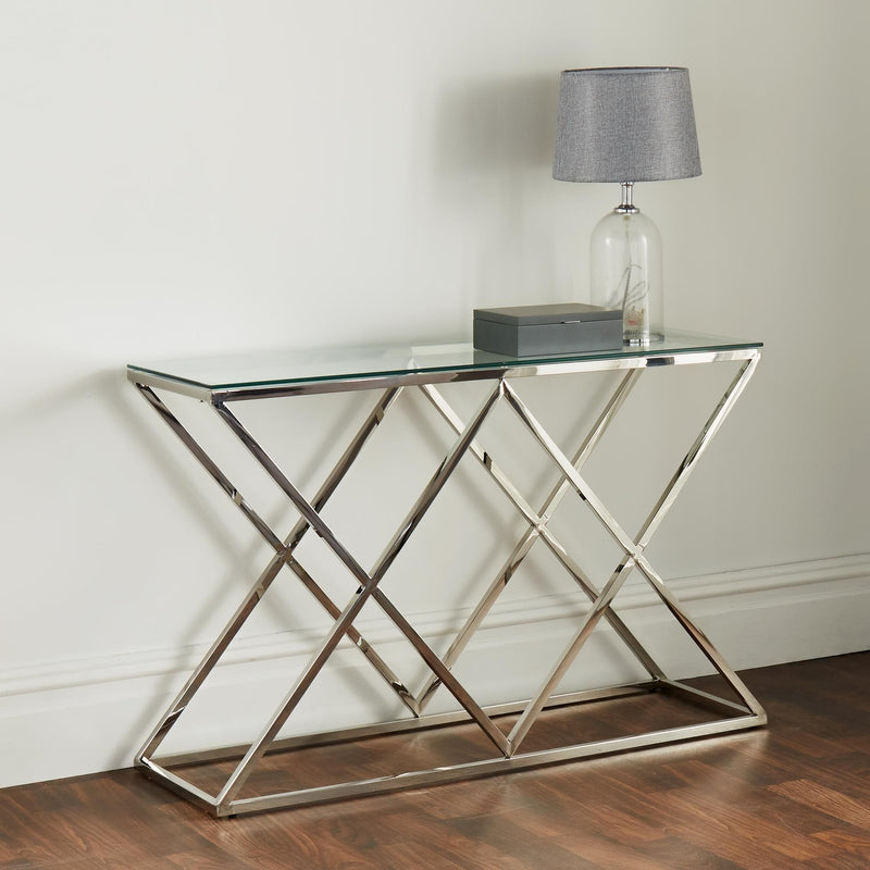 Pyramid Silver Console Table-TrendGoat