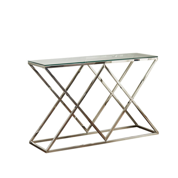 Pyramid Silver Console Table-TrendGoat