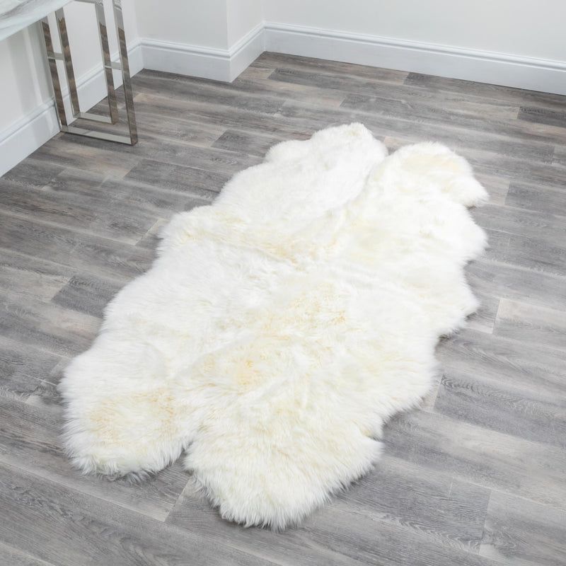 Quad Natural White Sheepskin Rug-TrendGoat