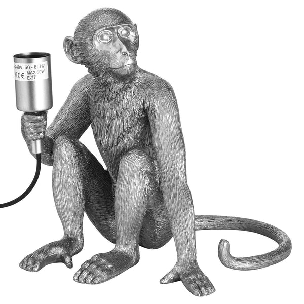 Ringo The Monkey Silver Table Lamp-TrendGoat