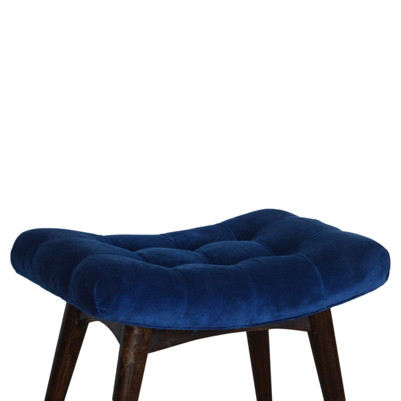 Royal Blue Cotton Velvet Curved Bench-TrendGoat