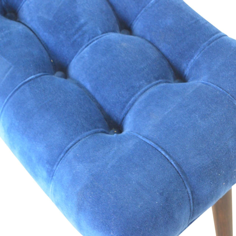 Royal Blue Cotton Velvet Curved Bench-TrendGoat