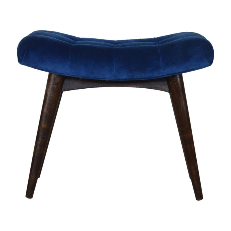 Royal Blue Cotton Velvet Curved Bench-TrendGoat