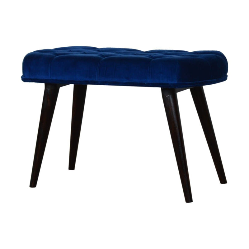 Royal Blue Cotton Velvet Deep Button Bench-TrendGoat